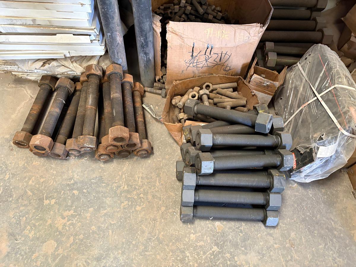 Used Lot of assorted stud bolts & nuts, 3/4” x 5-1/12” to 1-1/2” x 7-1/4” sizes