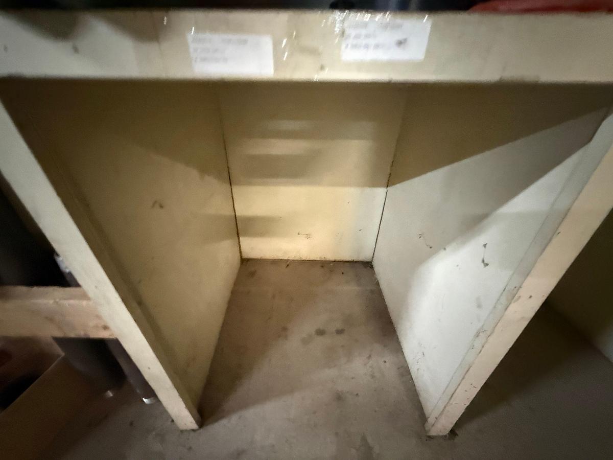Used (2) 8’ x 2’ x 6’ 16-BIN WOOD PARTS SHELVES