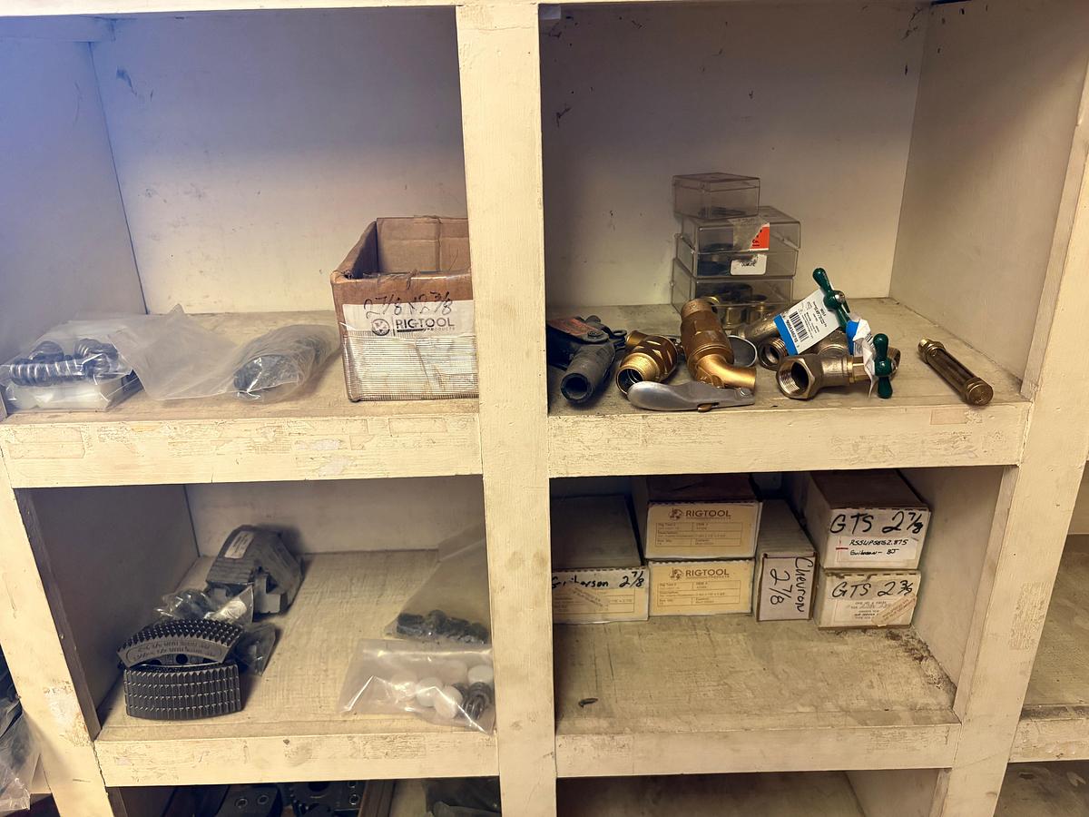 Used 36 bin shelving unit w/ contents