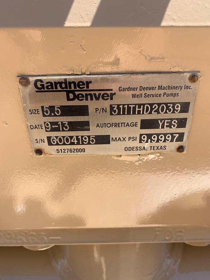 Used 2013 GARDNER DENVER GD-2250T 10K WP TRIPLEX PUMP (NEW REBUILD) P/B MTU 12V2000 1005-HP, SKIDDED
