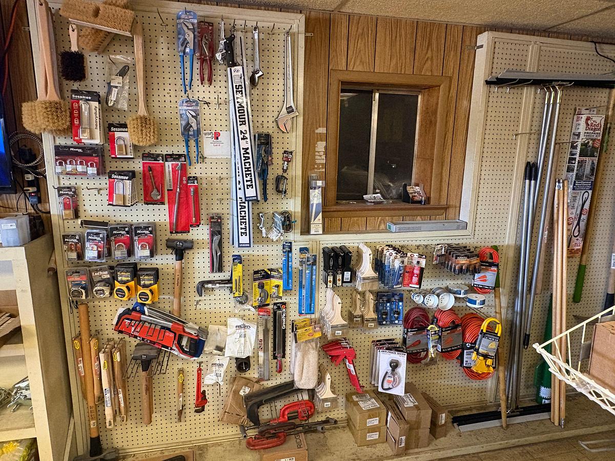 Used Hardware contents of pegboard