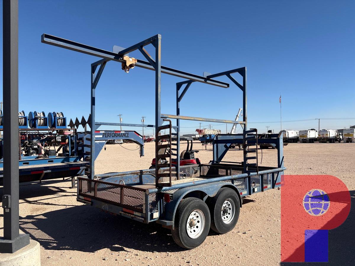 Used SHOPBUILT 14.5’ x 7’ t/a gooseneck monorail trailer