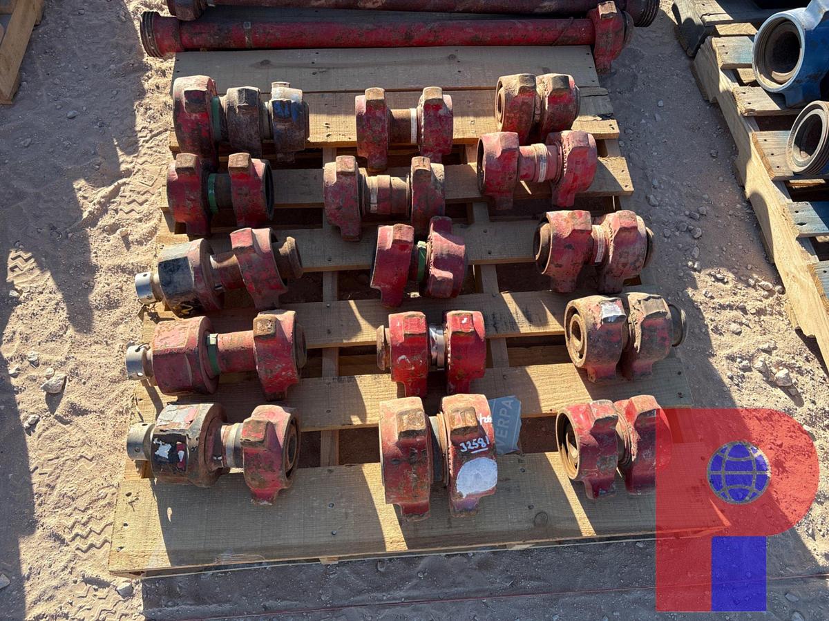 Used Pallet w/ assorted 2” x 6” 1502 pup jts, 2” - 3” 1502 adapters, & test plugs