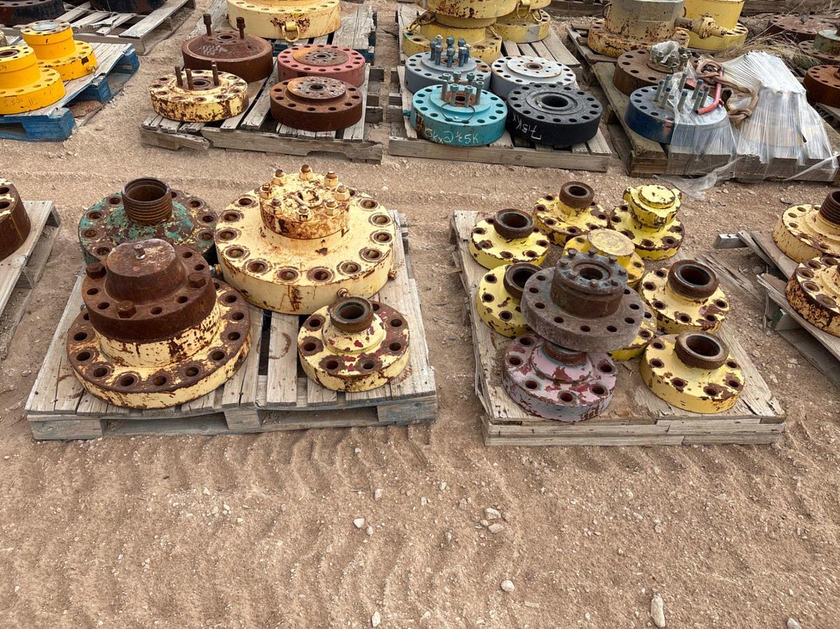 Used (10 pallets) assorted weco flanges, landing flanges, spacer spools, & blind flanges