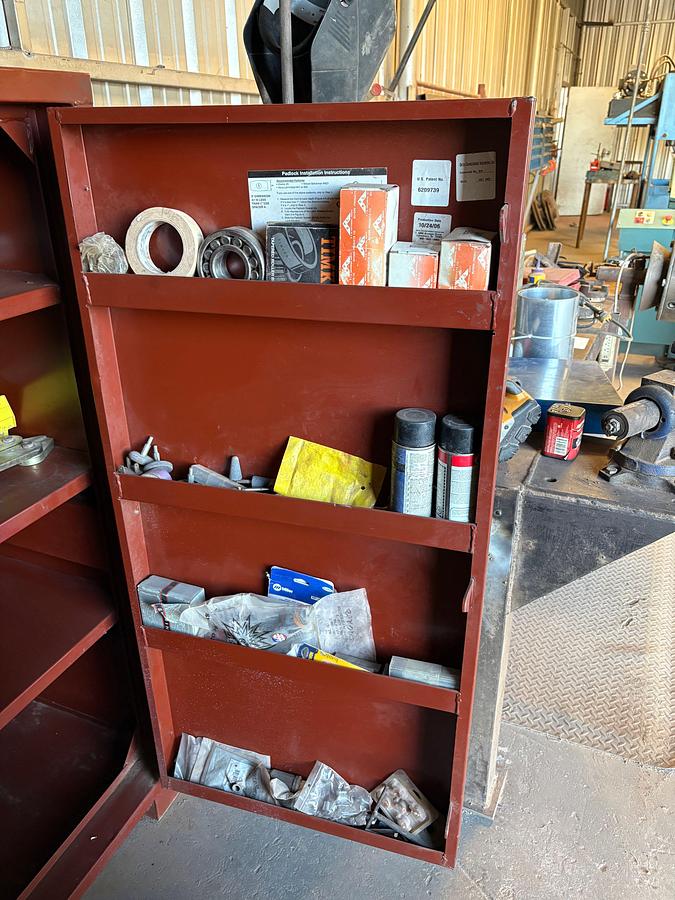 Used JOBOX 5’ x 2.5’ x 5’ 2-door cabinet w/ contents