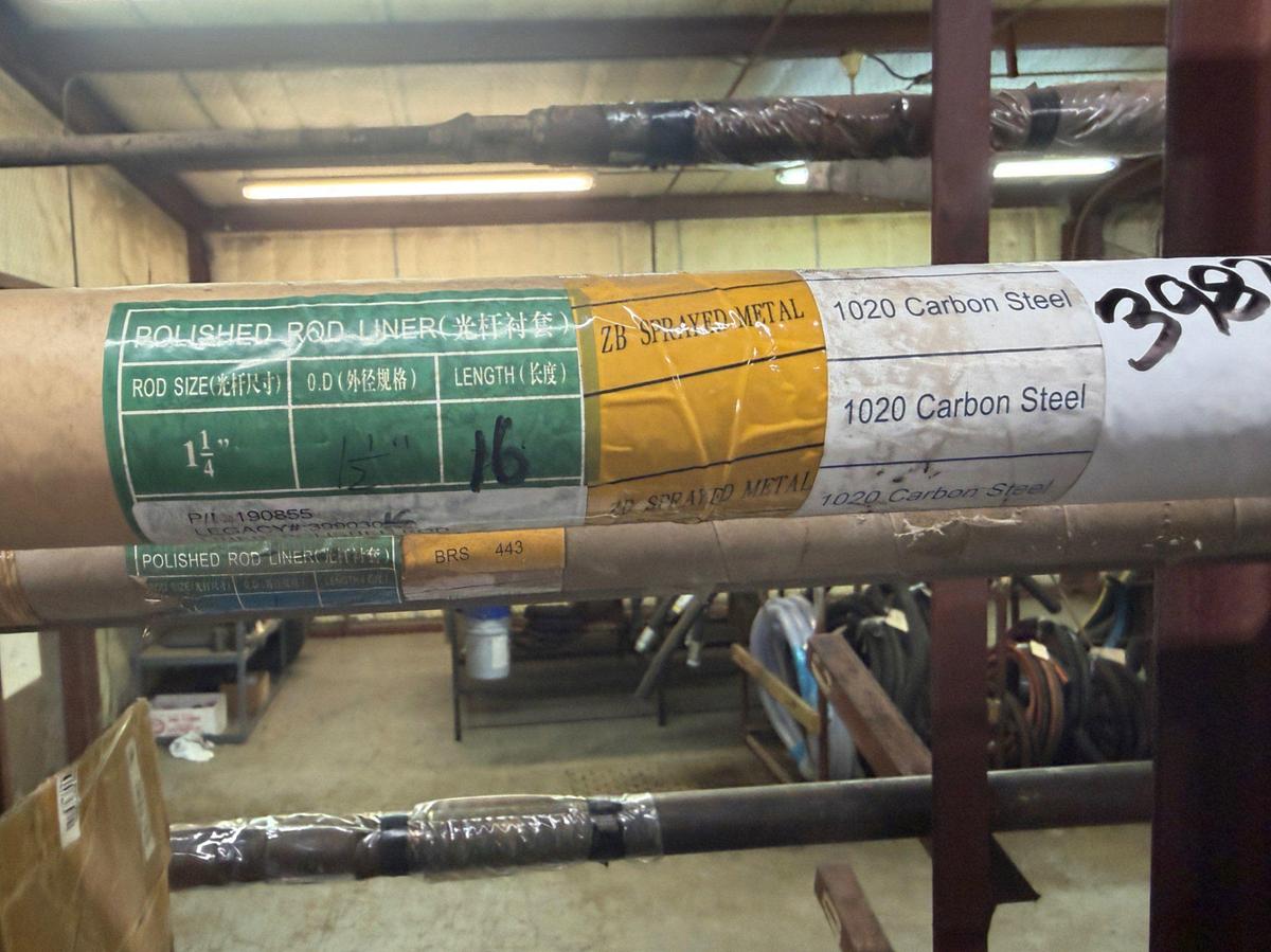 Used 1-1/4 x 1-1/2 x 16’ Carbon Steel Polished Rod Liner