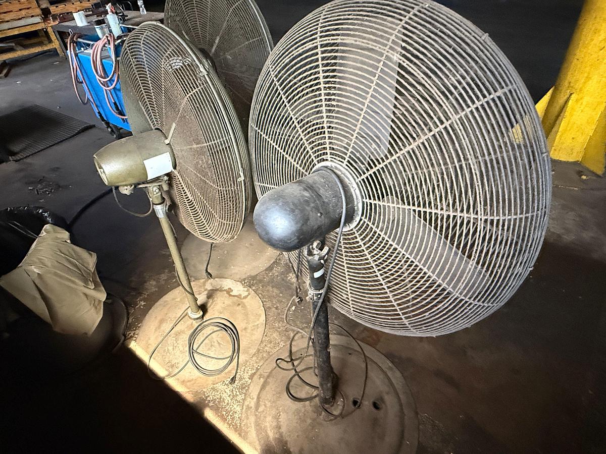 Used (3) GLOBAL 30” PEDESTAL SHOP FANS