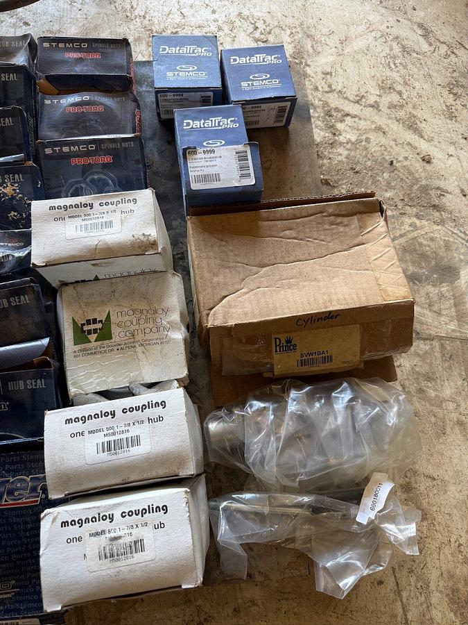 Used Pallet of assorted National Seals, Stemco Hub Seals, Magnaloy Couplings, Data Trac Pro-Mileage Counters, & Related