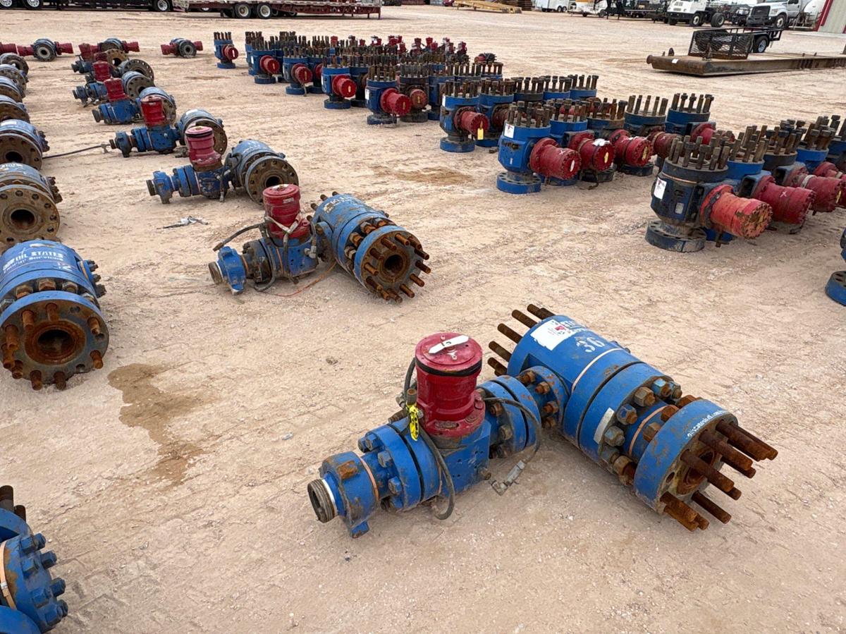 Used (8x$) (8) 5” x 2-1/2” fluid crosses w/ 2-1/2” 15k hyd. Ball valves