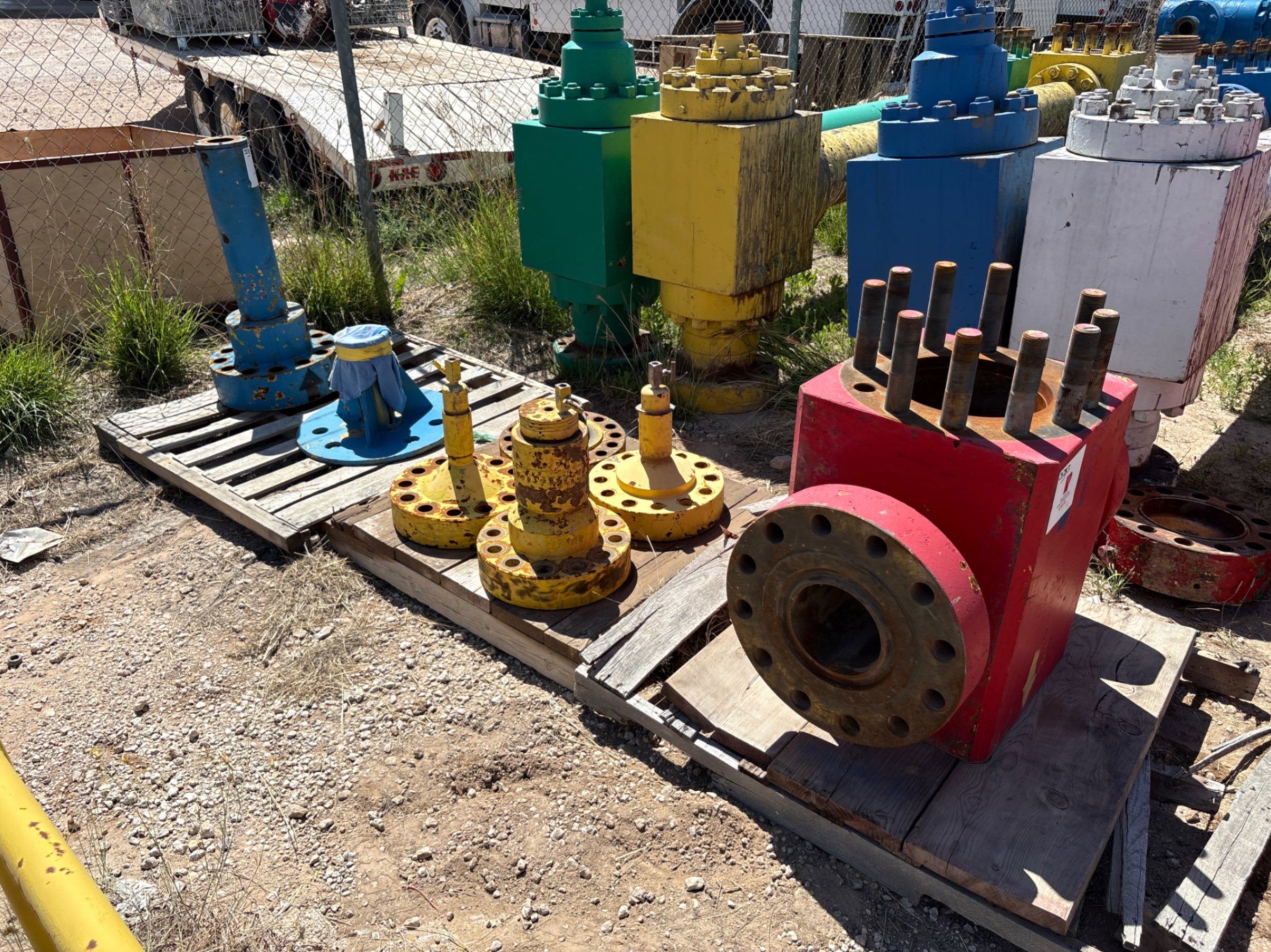 Used (6 pallets) of assorted frac valve parts, bonnet flanges, & 7-1/16” valve body