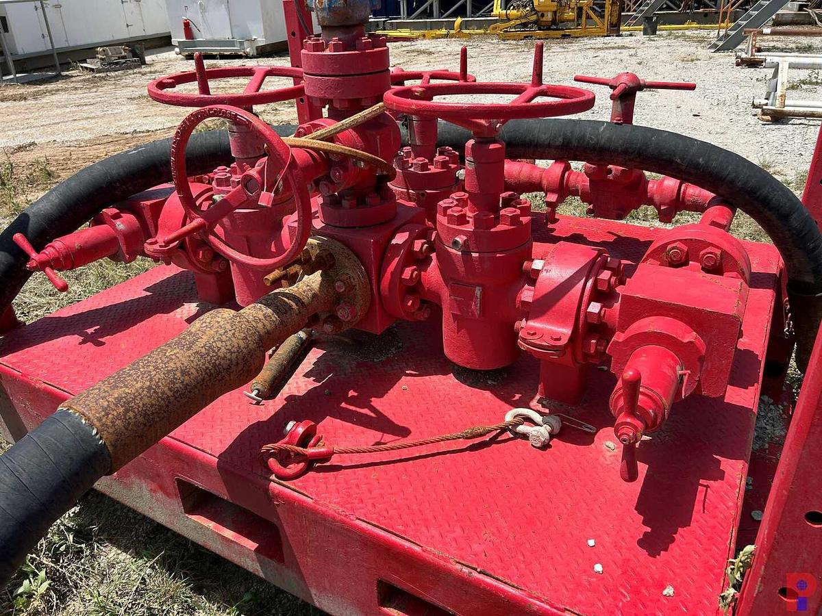 Used HORN EQUIPMENT (6) VALVE 3-1/8" X 5K PSI CHOKE MANIFOLD, SKIDDED