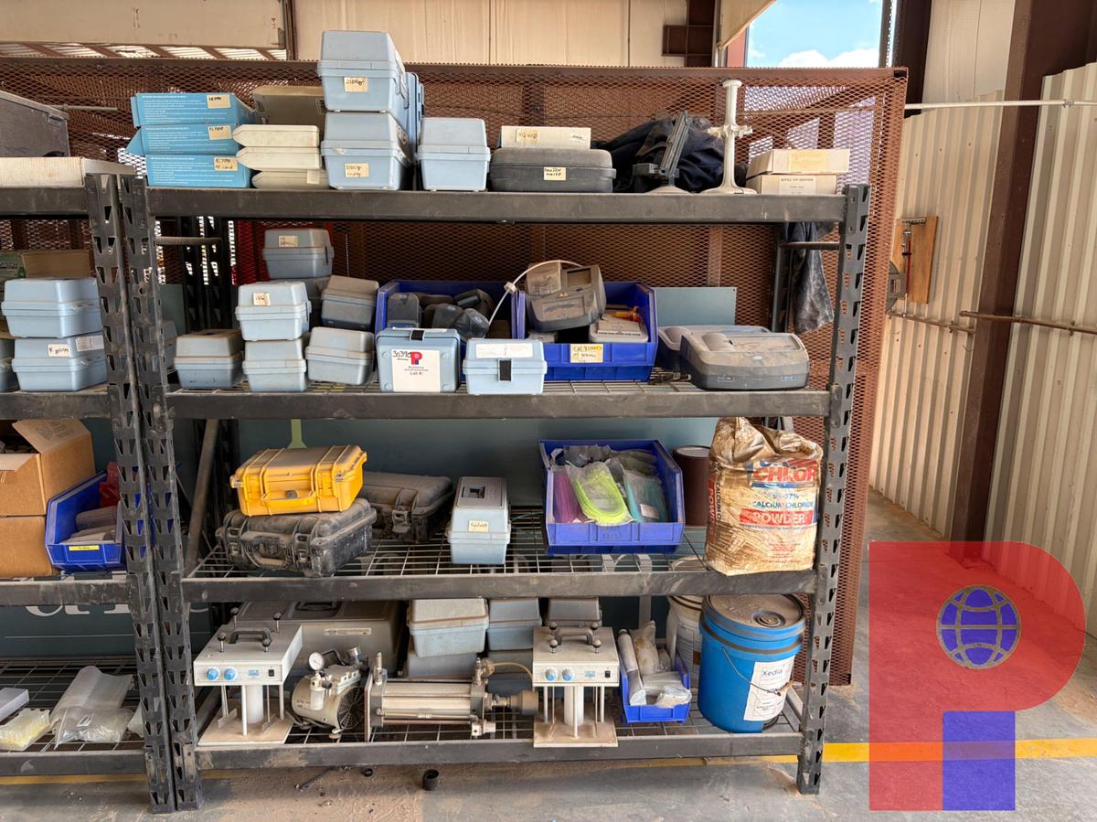 Used 6’ X 2’ X 6’ SHELVING UNIT W/ CHEMICAL LAB EQUIPMENT