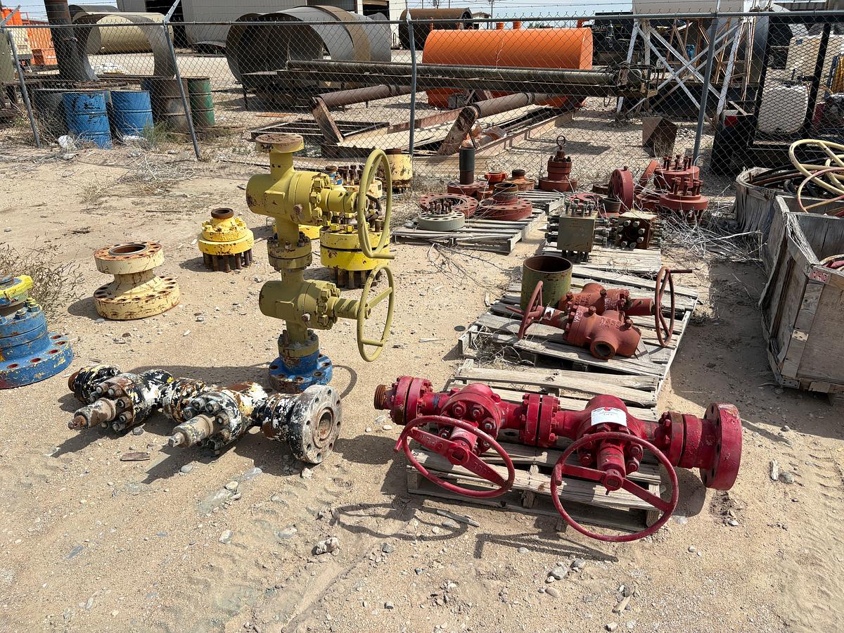 Used Lot of assorted 2” gate valves, fluid crosses, DSAs, landing flanges, & spools