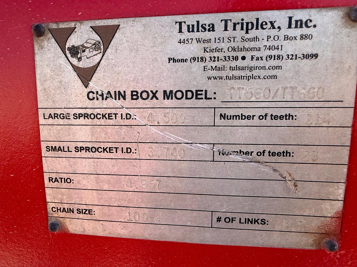 Used Tulsa triplex TT-560 triplex pump unit, skidded