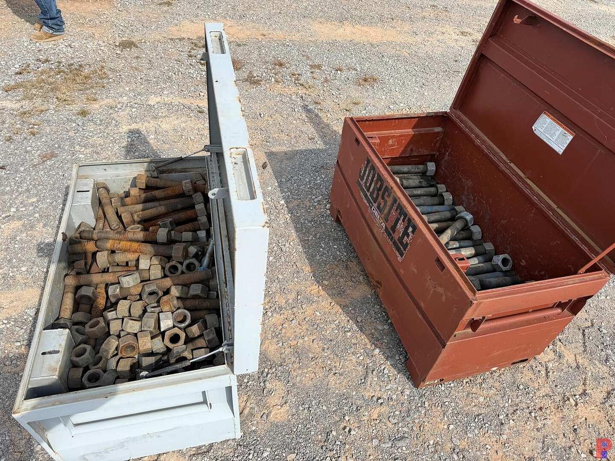Used (2) JOB BOX W/ 1-1/2” X 12” & 1-3/4” X 12” NUTS & STUDS