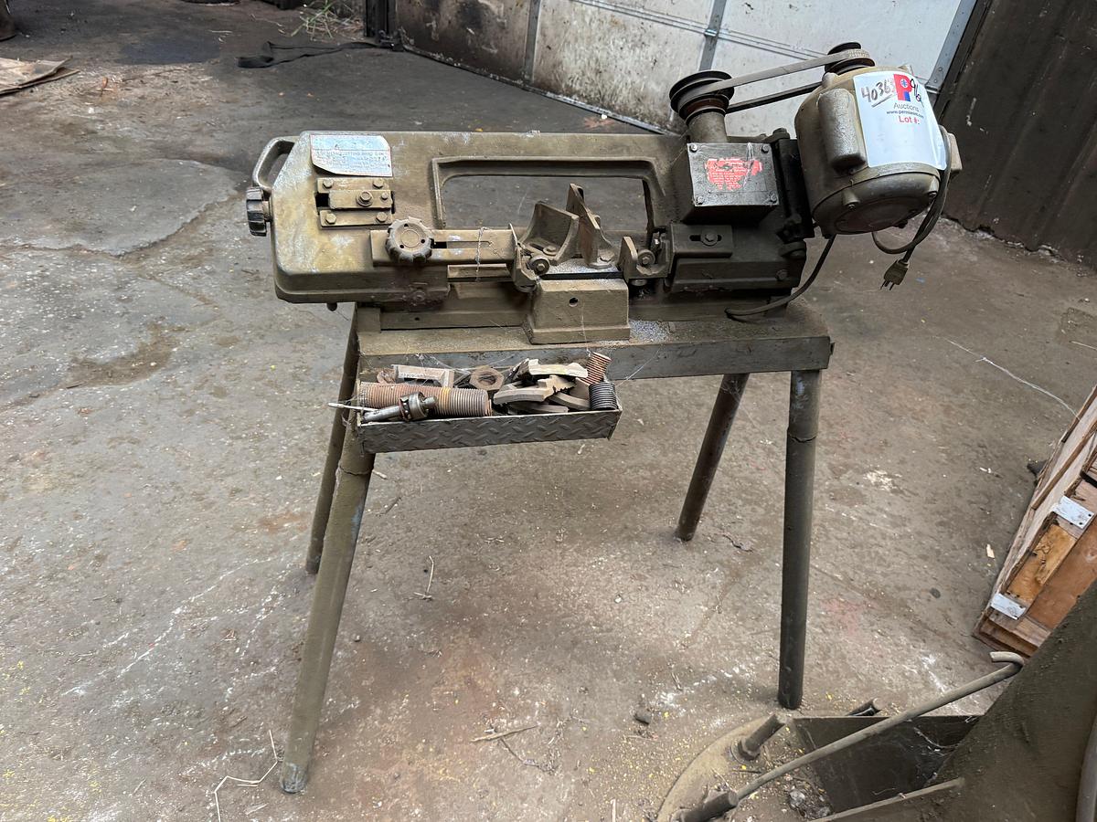 Used CHAMPION 4-1/2” METAL CUTTING BANDSAW ON STAND & 20-TON HYD. SHOP PRESS