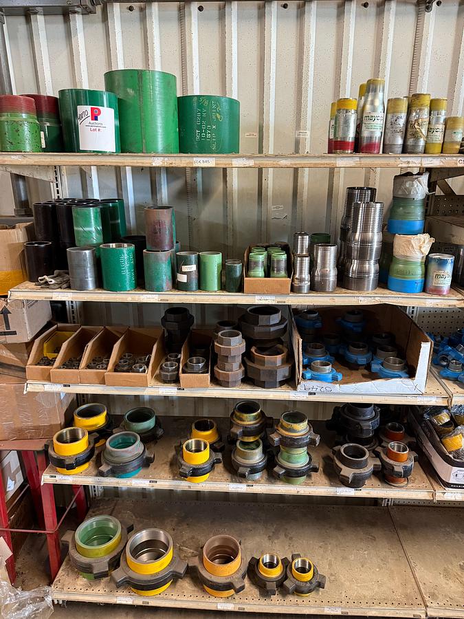 Used SECTION OF (25+) HEAVY WALL 2” THRU 9-5/8” 8RD STEEL SLIP JOINTS, (25+) FIG 100 & 200 PIPE UNIONS
