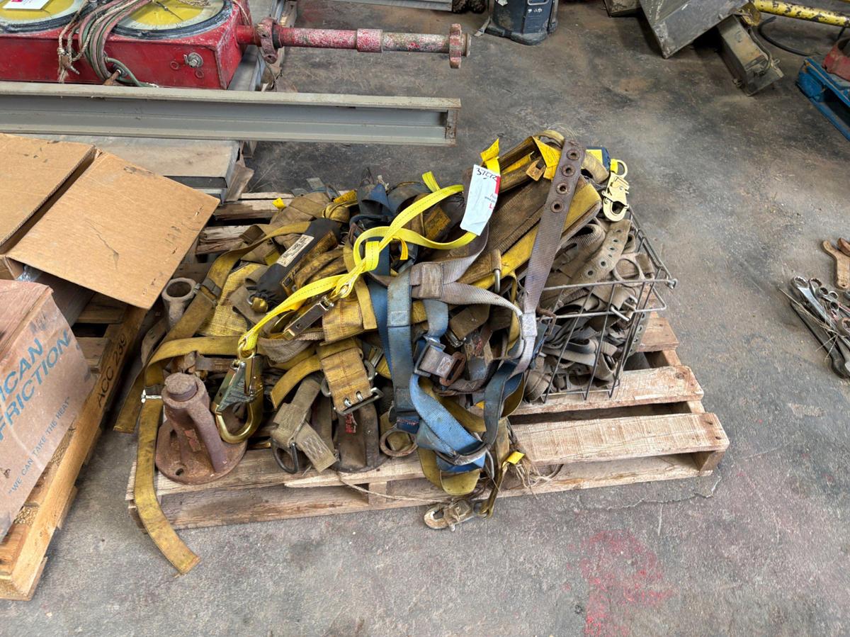 Used (2 pallets) assorted brake pads f/ draw works & assorted safety harnesses