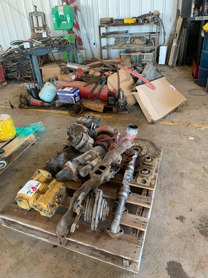 Used (2) Pallets and Parts Cart w/ Detroit and Cat Parts