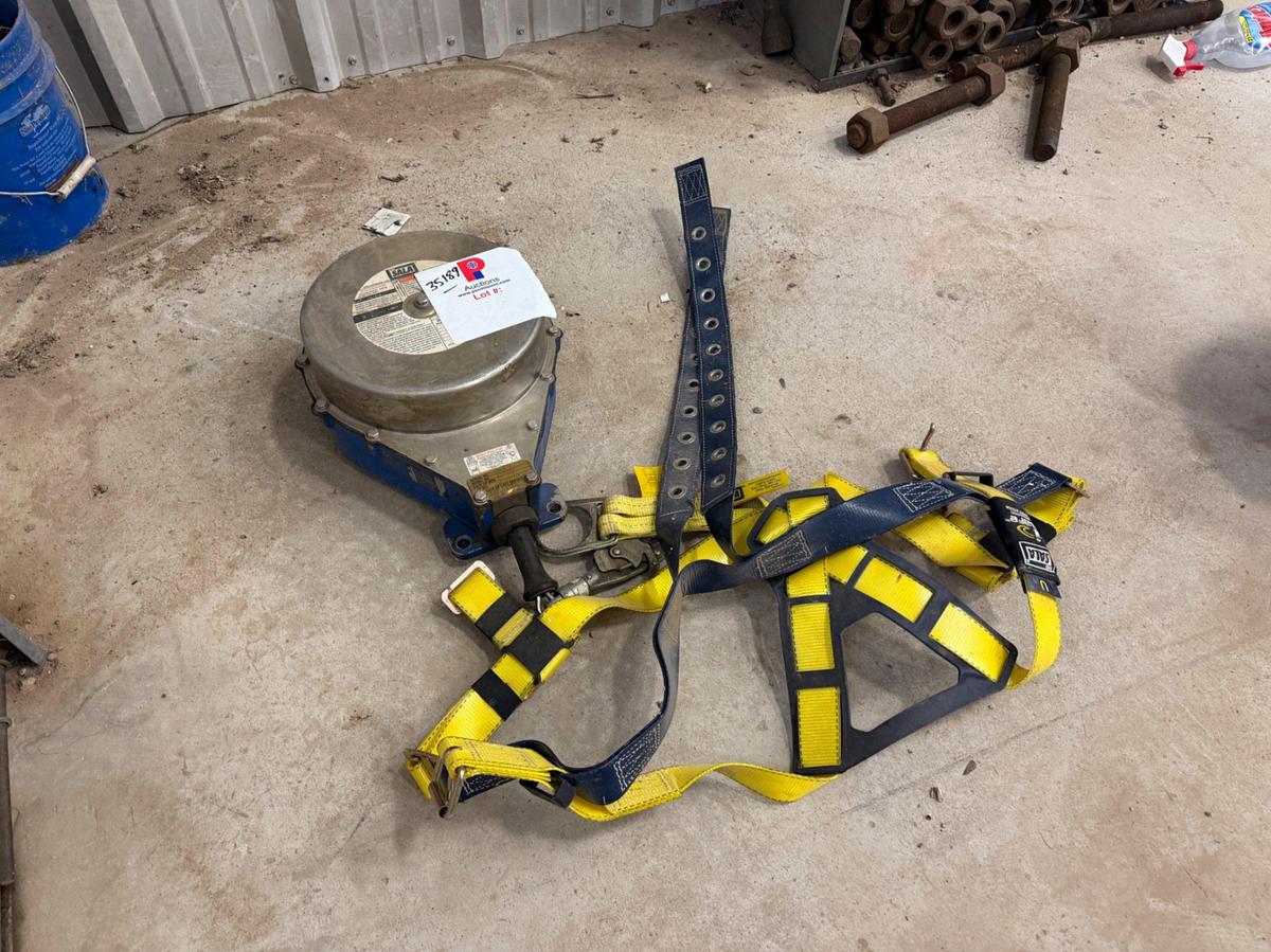 Used Sala 130’ fall safe device with harness