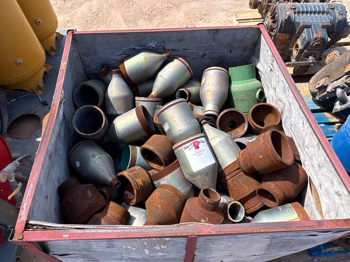 Used Crate of miscellaneous swages, victaulic adapters, & stripper head parts