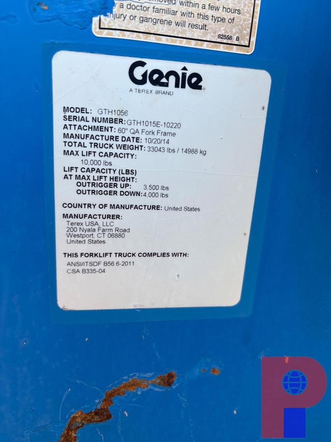 Used 2014 GENIE GTH1056 10,000LBS TELEHANDLER FORKLIFT