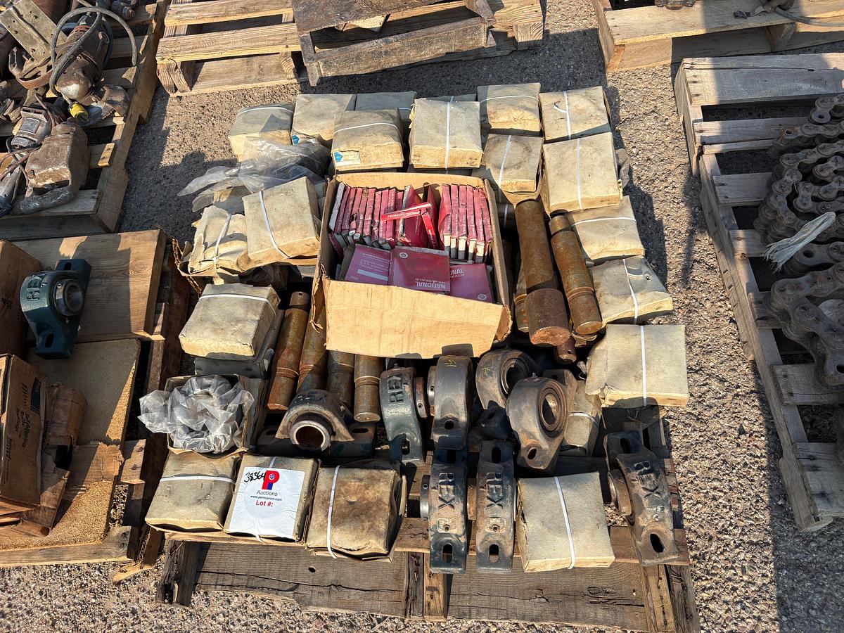 Used (2 pallets w/ (20+) unused rex pillow block bearings & (30+) skf GEZ ES bearings