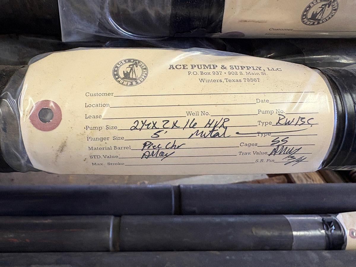 Used 2-1/2” x 2” x 16’, 5’ MTL PLGR, HVR, NIC BBL, SS TRIM, DOWNHOLE PUMP