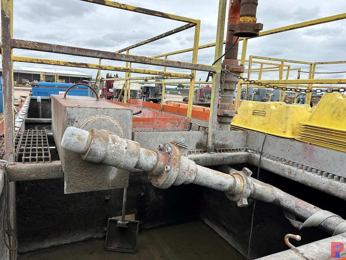 Used 28’ X 8’ X 5’ (3)-COMP. 192 BBL. MUD TANK W/ CATWALK, DEGASSER, IRON RACKS