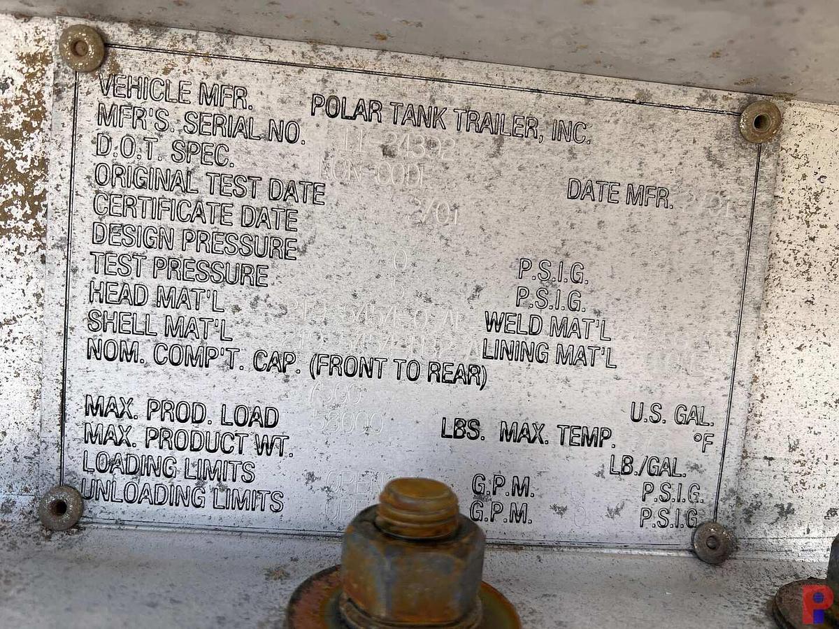 Used 2001 POLAR TANK  T/A 178BBL ALUM. VACUUM TRAILER