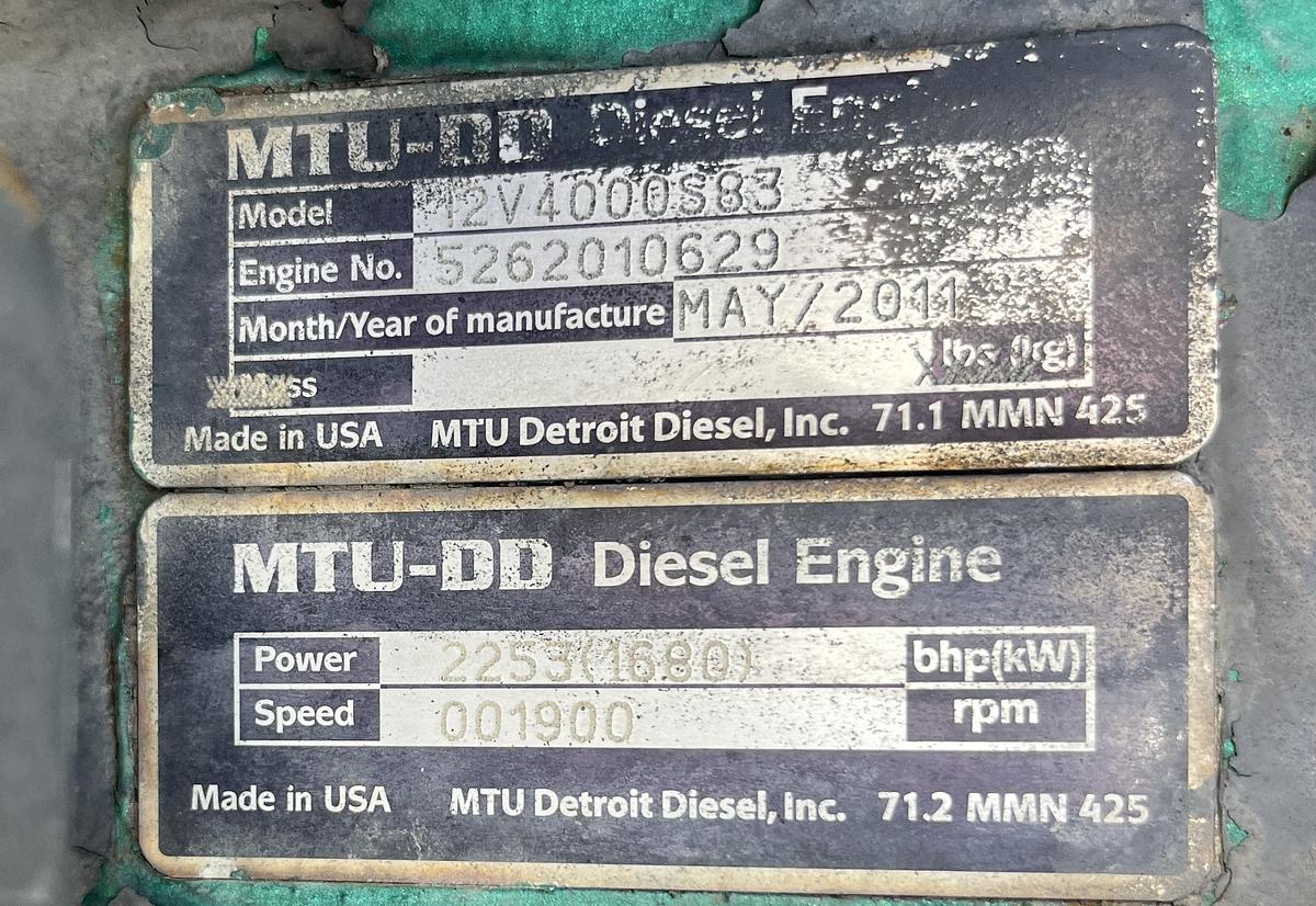 Used 2011 MTU 12V4000S83 2,250 HP FRAC PUMP DIESEL ENGINE