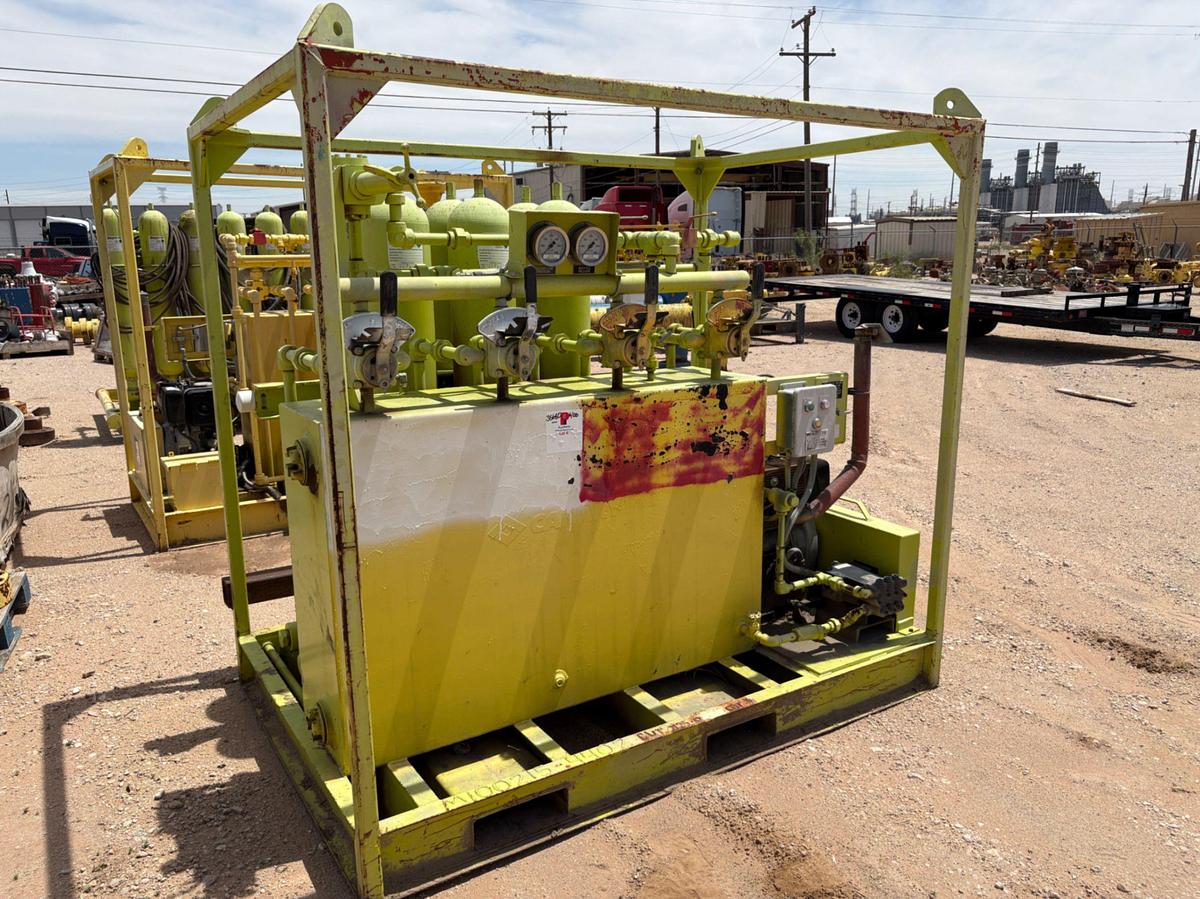 Used 4-station closing unit, skidded
