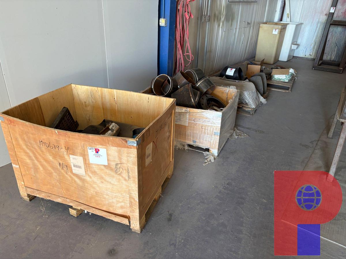 Used (5 PALLETS OF ASSORTED WELD-ON PIPE FITTINGS & (2) STORAGE RACKS