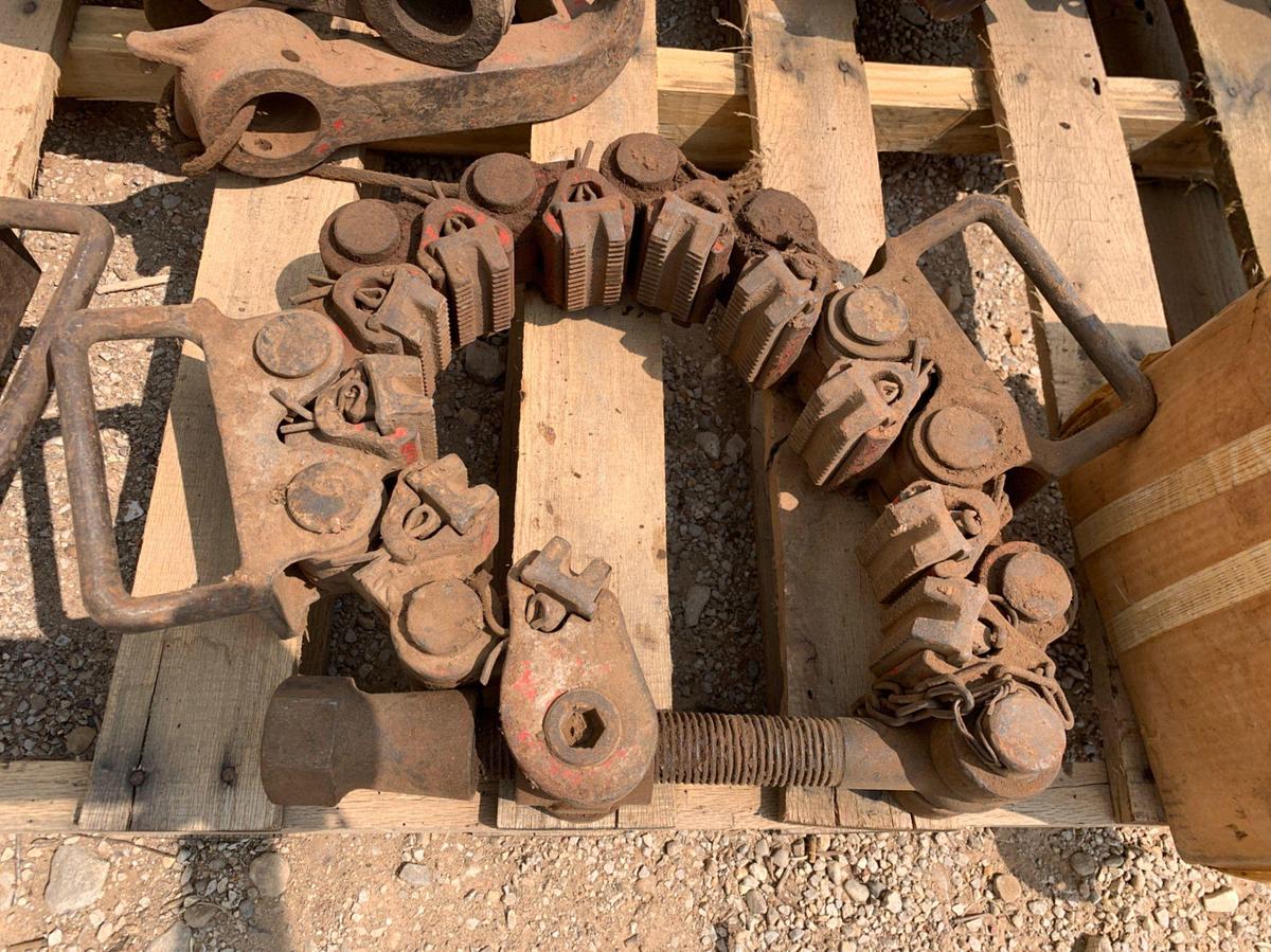 Used Pallets of Casing Clamps, 6” Casing Slips, 6” Pipe Slips and Dies