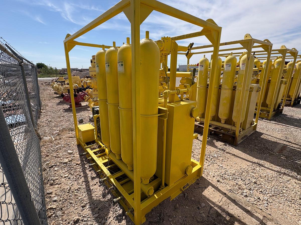 Used Meyer 4-station closing unit, skidded
