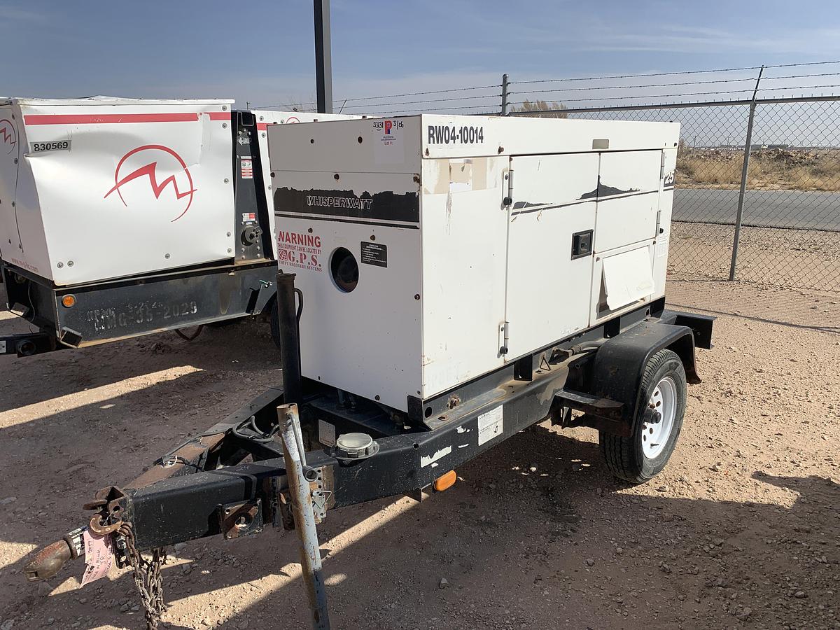 Used 2004 MQ POWER WHISPERWATT DCA-25SSIU S/A BUMPER PULL 14.4KW GENERATOR