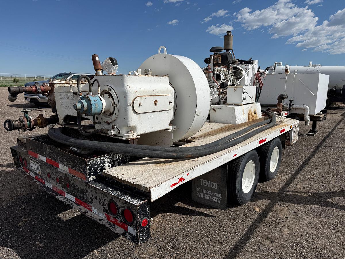 Used GARDNER DENVER TEE 5K WP TRIPLEX PUMP MTD. 2008 TEMCO 26’ x 102” T/A GOOSENECK TRAILER