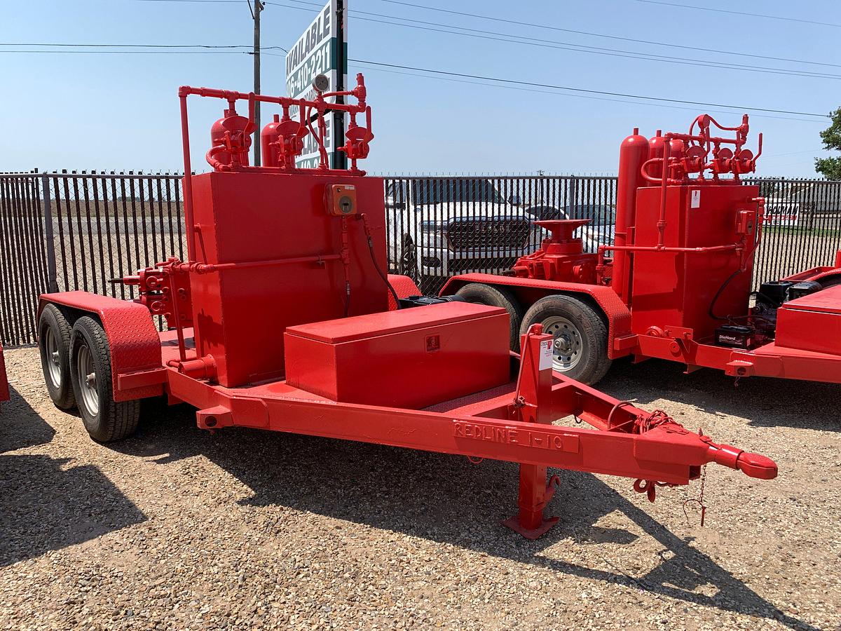 Used 3-station closing unit mtd on SHOPBUILT 14’ x 6’ t/a bumper pull trailer