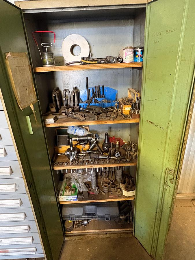Used 30” x 16” x 80” DoALL supply cabinet w/ machine shop tools