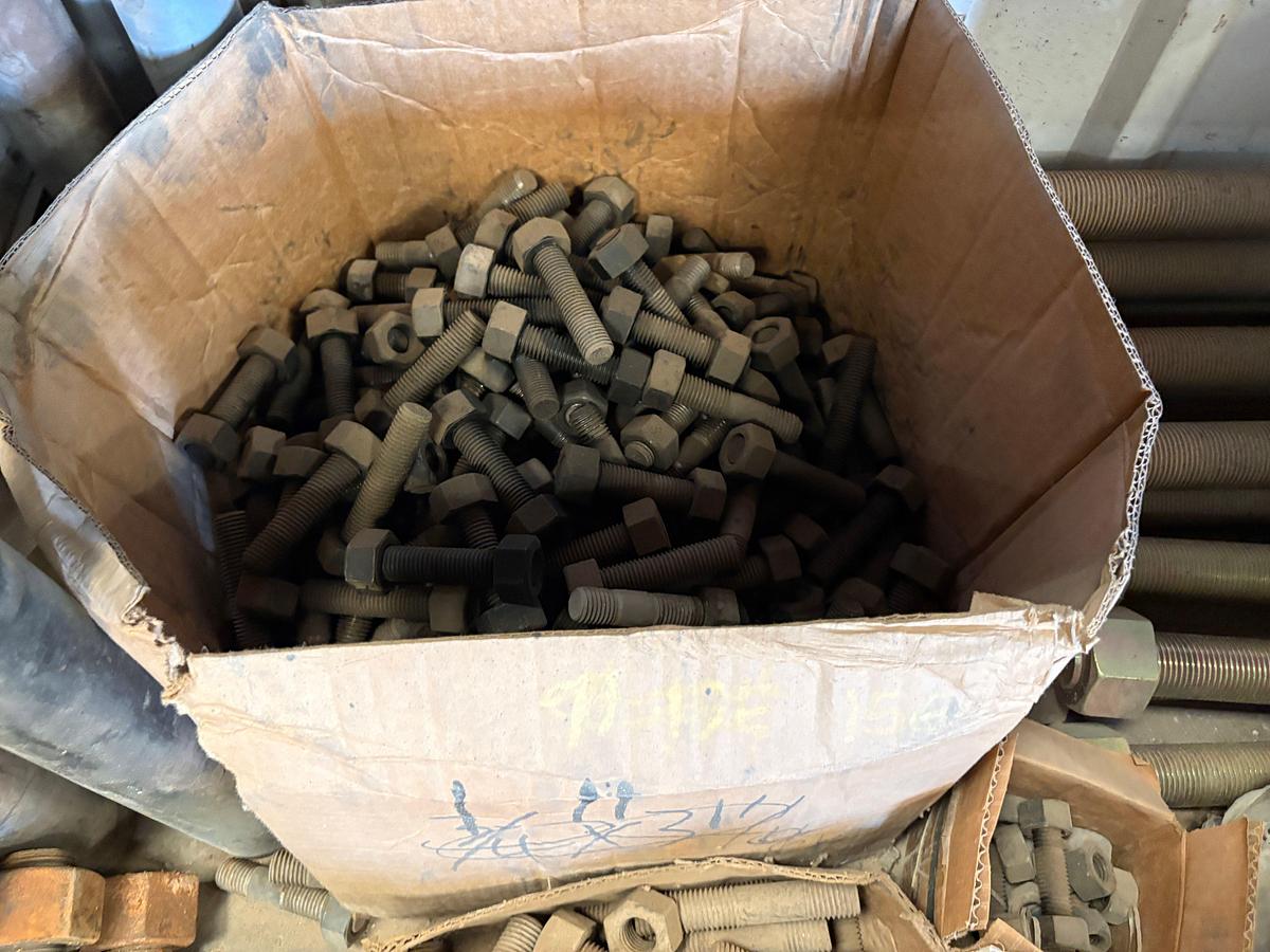 Used Lot of assorted stud bolts & nuts, 3/4” x 5-1/12” to 1-1/2” x 7-1/4” sizes