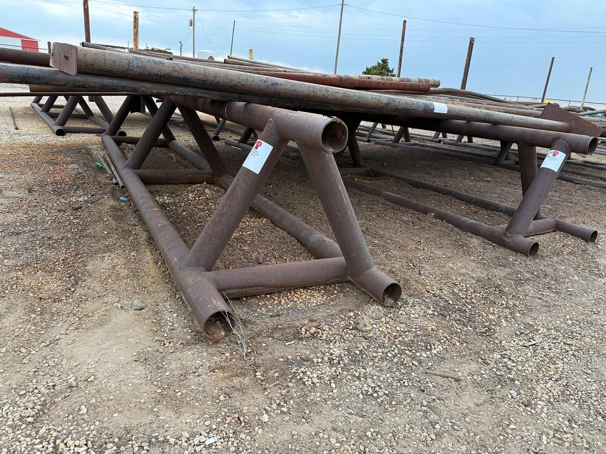 Used (2 x $) 16’ x 32” TRIANGULAR PIPE RACKS W/ PIPE STAYS