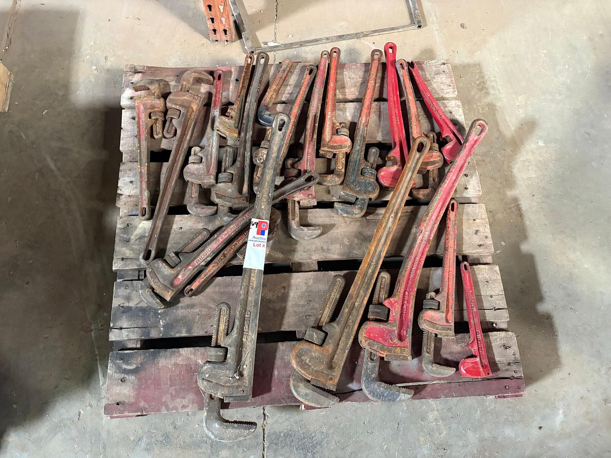 Used Pallet of (16) assorted size pipe wrenches