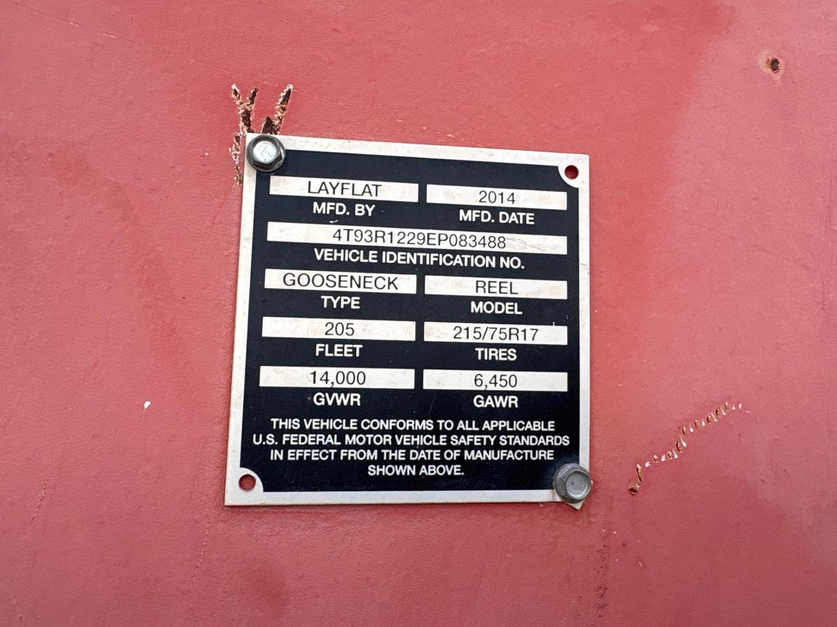 Used 2014 LAYFLAT T/A GOOSENECK REEL TRAILER