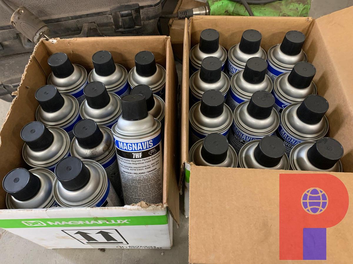 Used (4X$) MAGNAFLUX Y-2 AC YOKE W/ MAGNAVIS MAGNETIC PARTICLE SUSPENSION OIL