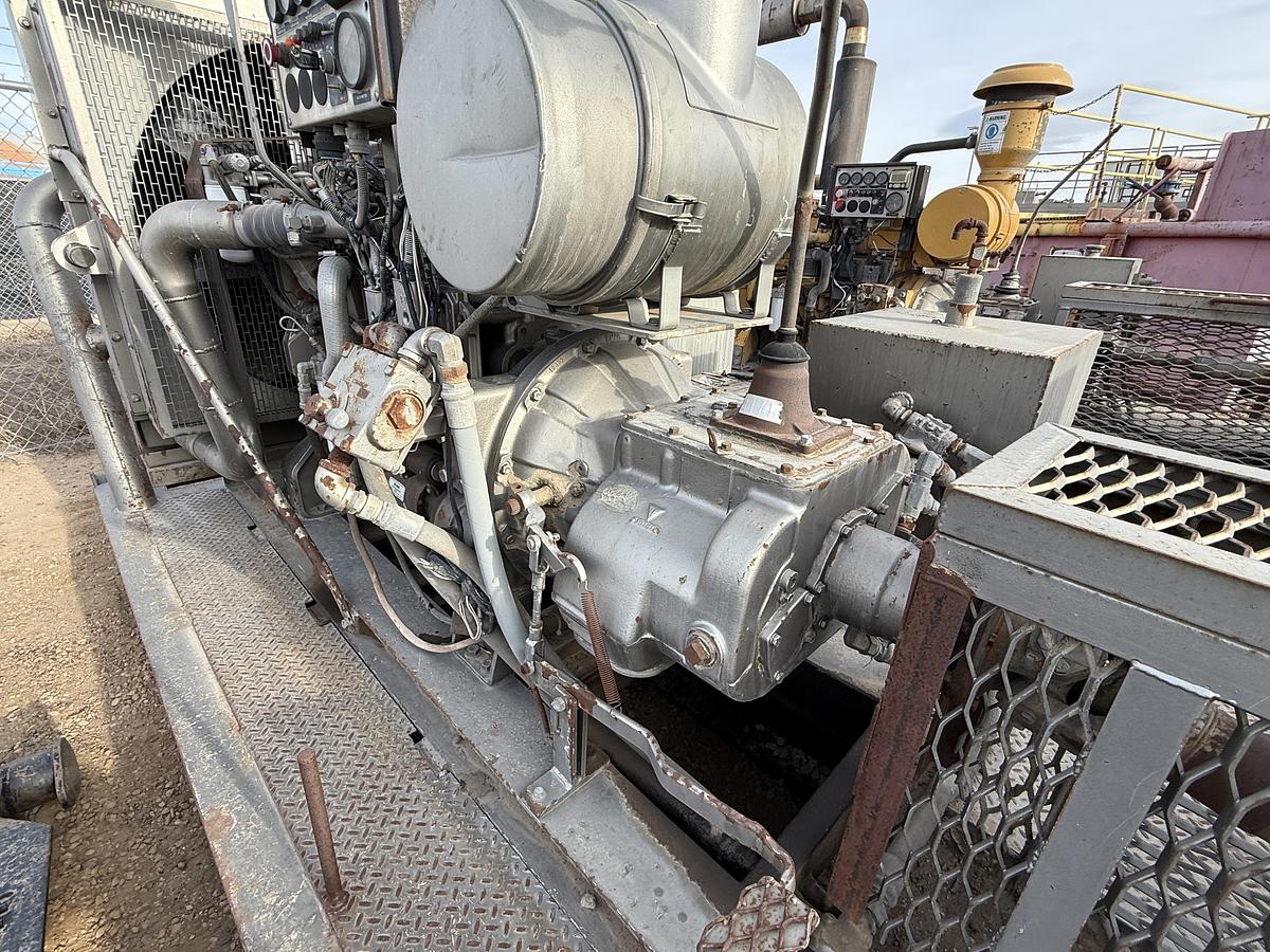 Used TULSA TT250 3K WP TRIPLEX WELL SERVICE PUMP SKIDDED P/B CATERPILLAR C9