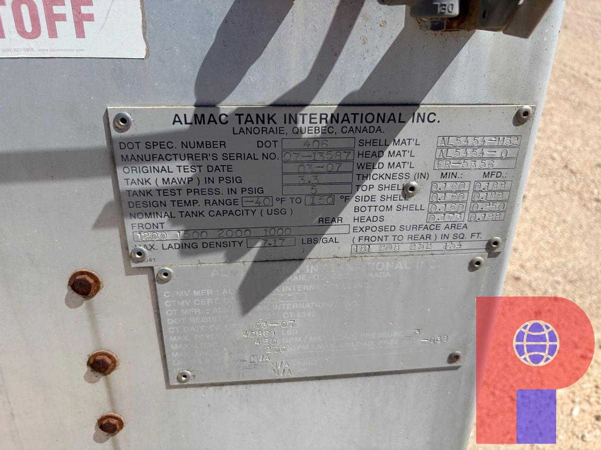 Used 2007 ALMAC  5,700 GALLON 4-COMPARTMENT TANK BED F/ FUEL TRUCK