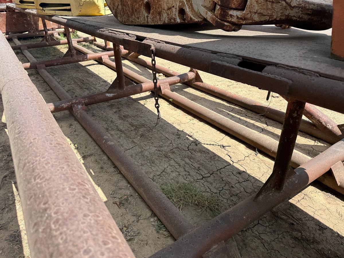 Used 35’ x 8’ x 3’ SKIDDED PIPE TUB W/ CATWALK IN MIDDLE