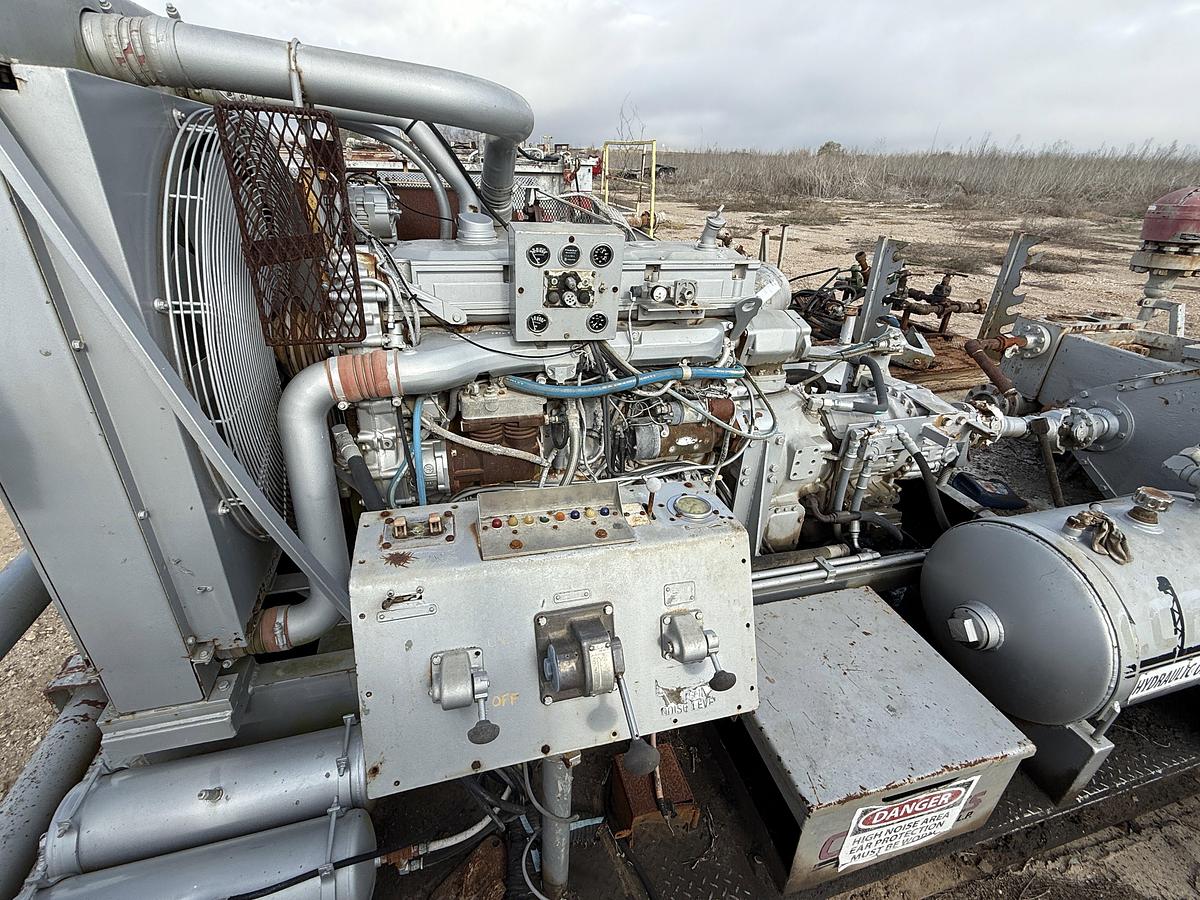 Used JWS-340 10K WP TRIPLEX WELL SERVICE PUMP SKIDDED P/B DETROIT SERIES 60 (INCOMPLETE)