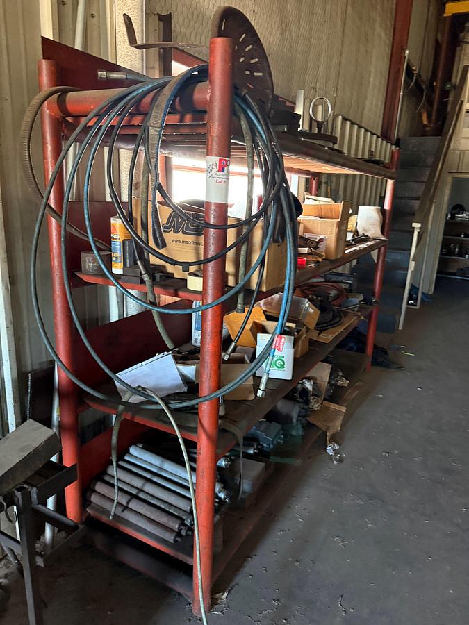 Used 10’L x 3’W x 6’H 4-ROW STEEL PIPE SHELF