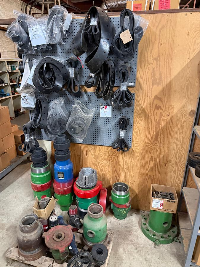 Used SECTION OF (6)MOSTLY 2-7/8” WSI 2K WP TUBING HEADS & RELATED, & WALL OF FLANGE GASKET & VICTAULIC TYPE GASKETS